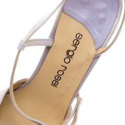 Pre Owned Sergio Rossi Lilac Satin Embroidered Slingback Sandals Size 38