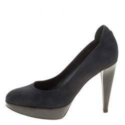 Sergio Rossi Grey Suede Platform Pumps Size 37