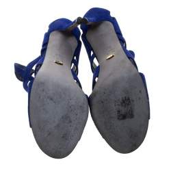 Sergio Rossi Blue Suede Cutout Sandals Size 38.5