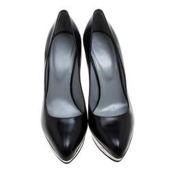 Pre Owned Sergio Rossi Black Leather Platform Pumps Size 38.5