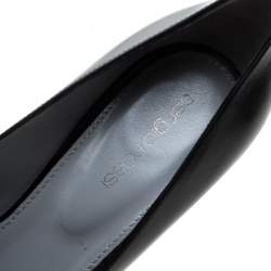 Pre Owned Sergio Rossi Black Leather Platform Pumps Size 38.5