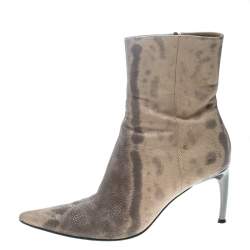 Sergio Rossi Two Tone Karung Pointed Toe Ankle Boots Size 38