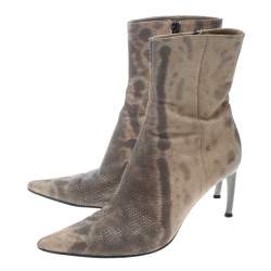 Sergio Rossi Two Tone Karung Pointed Toe Ankle Boots Size 38