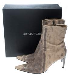 Sergio Rossi Two Tone Karung Pointed Toe Ankle Boots Size 38