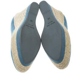 مملوكة مسبقًا صندل سيرجيو روسي نعل روكي إسبادريل نعل سميك كانفاس أزرق مقاس 36