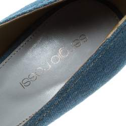 مملوكة مسبقًا صندل سيرجيو روسي نعل روكي إسبادريل نعل سميك كانفاس أزرق مقاس 36