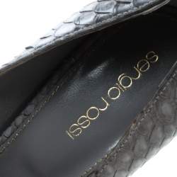 Sergio Rossi Grey Python Peep Toe Platform Pumps Size 36.5