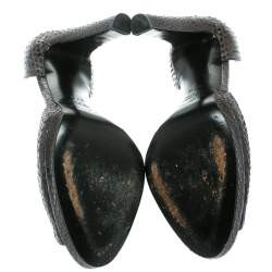 Pre Owned حذاء كعب عالي سيرجيو روسي دورسيه جلد ثعبان أسود مقاس 37.5