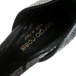 Pre Owned حذاء كعب عالي سيرجيو روسي دورسيه جلد ثعبان أسود مقاس 37.5