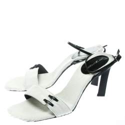 Sergio Rossi White Pony Hair Ankle Wrap Sandals Size 38.5