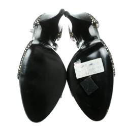 Pre Owned Sergio Rossi Black/Beige Leather And Mesh Strappy Sandals Size 40