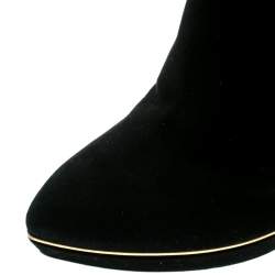 Pre Owned Sergio Rossi Black Suede Metal Cuff Boots Size 40.5