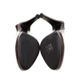 مملوكة مسبقًا Sergio Rossi Burgundy Patent Leather Slingback Platform Pumps Size 39.5