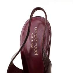 مملوكة مسبقًا Sergio Rossi Burgundy Patent Leather Slingback Platform Pumps Size 39.5
