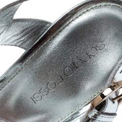 Pre Owned صندل سيرجيو روسي سير كاحل مقدمة مفتوحة فضي ميالك مقاس 37