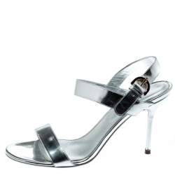 Pre Owned صندل سيرجيو روسي سير كاحل مقدمة مفتوحة فضي ميالك مقاس 37