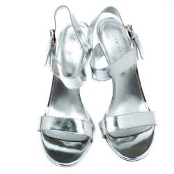 Pre Owned صندل سيرجيو روسي سير كاحل مقدمة مفتوحة فضي ميالك مقاس 37