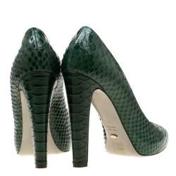 Pre Owned حذاء كعب عالي سيرجيو روسي نعل سميك جلد ثعبان أخضر مقاس 40
