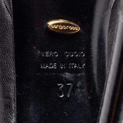 Pre Owned حذاء بوت سيرجيو روسي نعل سميك أربطة جلد أسود مقاس 37