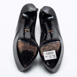 Pre Owned حذاء بوت سيرجيو روسي نعل سميك أربطة جلد أسود مقاس 37