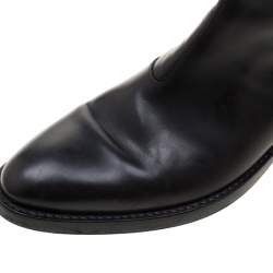 Pre Owned Sergio Rossi Black Leather And Elastic Detail Knee Length Boots Size 37