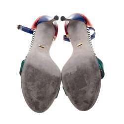 Pre Owned Sergio Rossi Multicolor Patent Leather Ankle Strap Open Toe Sandals Size 40