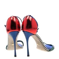 Pre Owned Sergio Rossi Multicolor Patent Leather Ankle Strap Open Toe Sandals Size 40