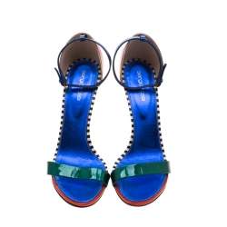 Pre Owned Sergio Rossi Multicolor Patent Leather Ankle Strap Open Toe Sandals Size 40