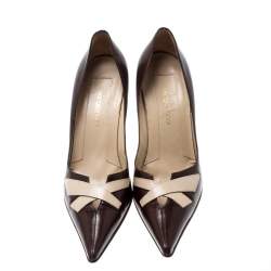 Pre Owned Sergio Rossi Brown Leather Pointed Toe Pumps Size 40