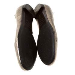 Pre Owned Sergio Rossi Metallic Silver Leather Ballet Flats Size 39