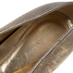 Pre Owned Sergio Rossi Metallic Silver Leather Ballet Flats Size 39