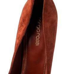 Pre Owned Sergio Rossi Dark Orange Suede Cachet Platform Pumps Size 39