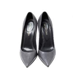 Pre Owned حذاء كعب غالي سيرجيو روسي جلد ثعبان رصاصي مقدمة مدببة مقاس 35