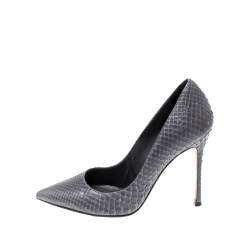 Pre Owned حذاء كعب غالي سيرجيو روسي جلد ثعبان رصاصي مقدمة مدببة مقاس 35