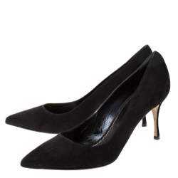 مملوكة مسبقًا حذاء كعب عالي سيرجيو روسي مقدمة مدببة سويدي أسود مقاس 39.5