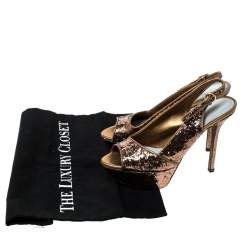 Sergio Rossi Metallic Gold Platform Slingback Peep Toe Sandals Size 36