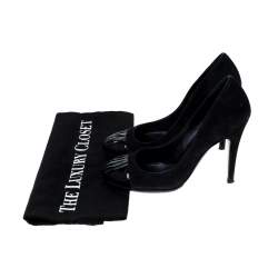 Pre Owned Sergio Rossi Black Suede And Patent Leather Cap Toe Pumps Size 35