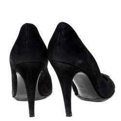 Pre Owned Sergio Rossi Black Suede And Patent Leather Cap Toe Pumps Size 35