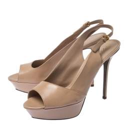 Pre Owned Sergio Rossi Beige Patent Leather Peep Toe Ankle Strap Platform Sandals 42
