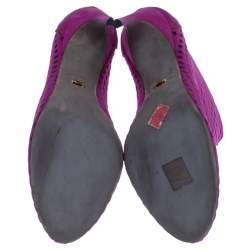 Pre Owned Sergio Rossi Purple Suede Cut Out Ankle Booties Size 41