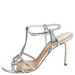 Pre Owned صندل سيرجيو روسي سيور فضي ميتاليك مقاس 40