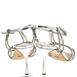 Pre Owned صندل سيرجيو روسي سيور فضي ميتاليك مقاس 40