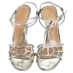Pre Owned صندل سيرجيو روسي سيور فضي ميتاليك مقاس 40