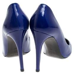 Sergio Rossi Electric Blue Patent Leather Round Toe Pumps Size 40