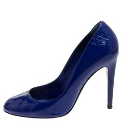 Sergio Rossi Electric Blue Patent Leather Round Toe Pumps Size 40