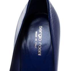 Sergio Rossi Electric Blue Patent Leather Round Toe Pumps Size 40