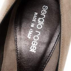 Sergio Rossi Beige Suede And Fur Bow Peep Toe Pumps Size 37.5
