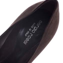 Sergio Rossi Brown Suede Metal Embellished Peep Toe Pumps Size 37.5