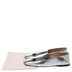 Sergio Rossi Silver Metallic Leather SR1 Loafers Size 41