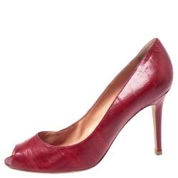 Sergio Rossi Red Leather Peep Toe Pumps Size 40